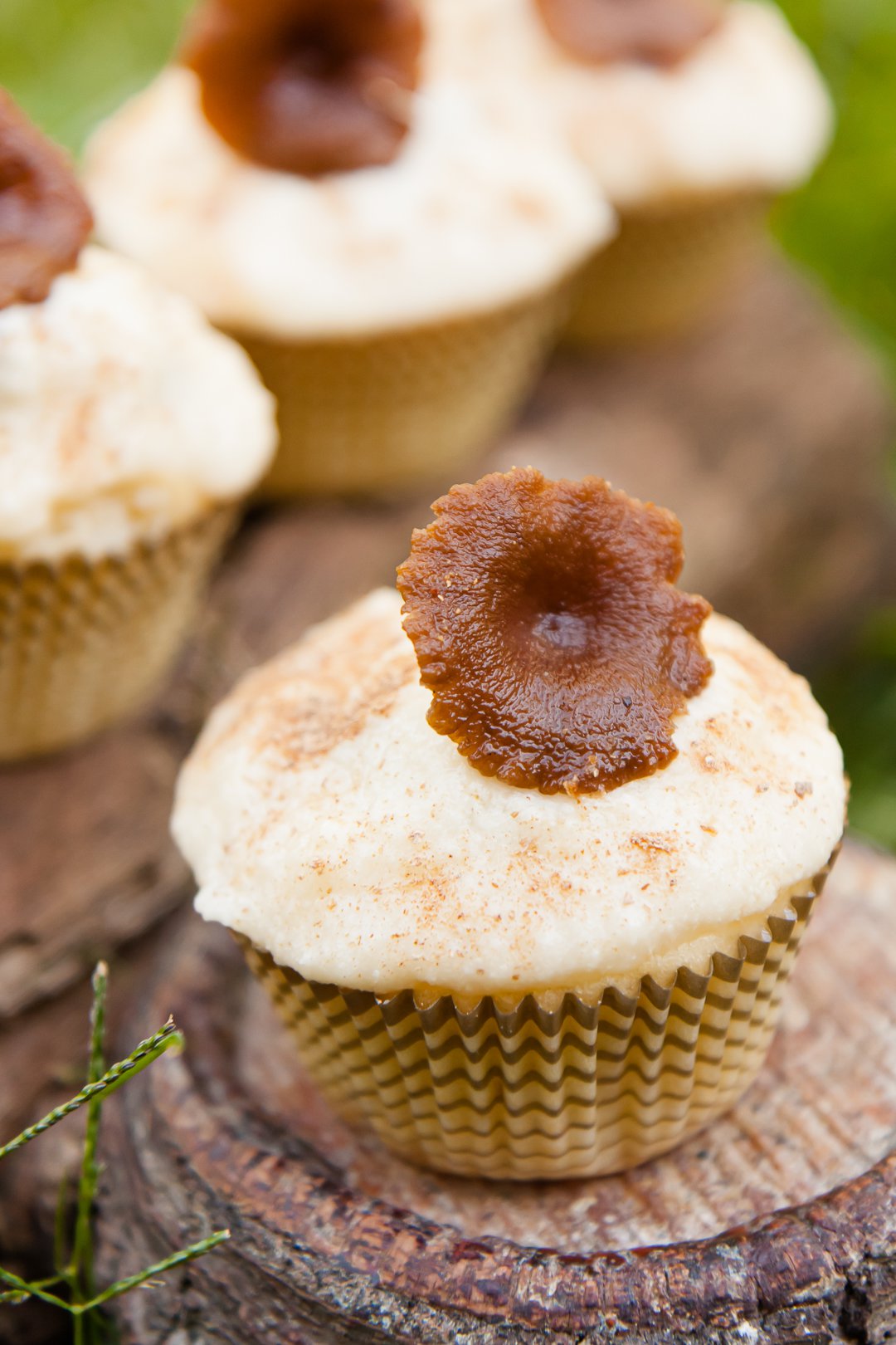 A group of candy cap mushroom cupcakes