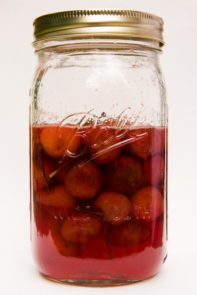Jar of homemade Luxardo cherries