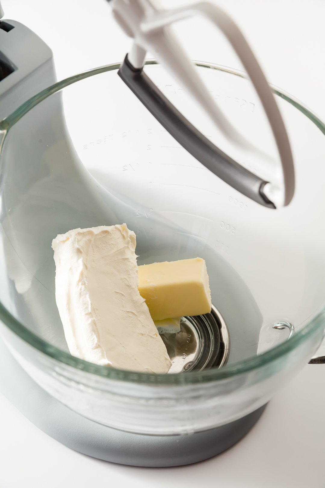 Mixing butter and cream cheese