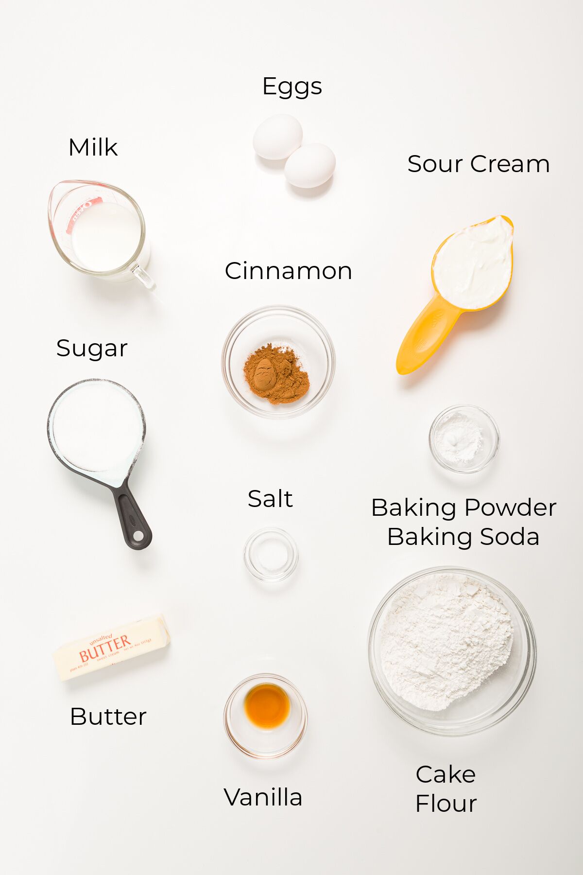 Overhead ingredient shot for churro cupcakes