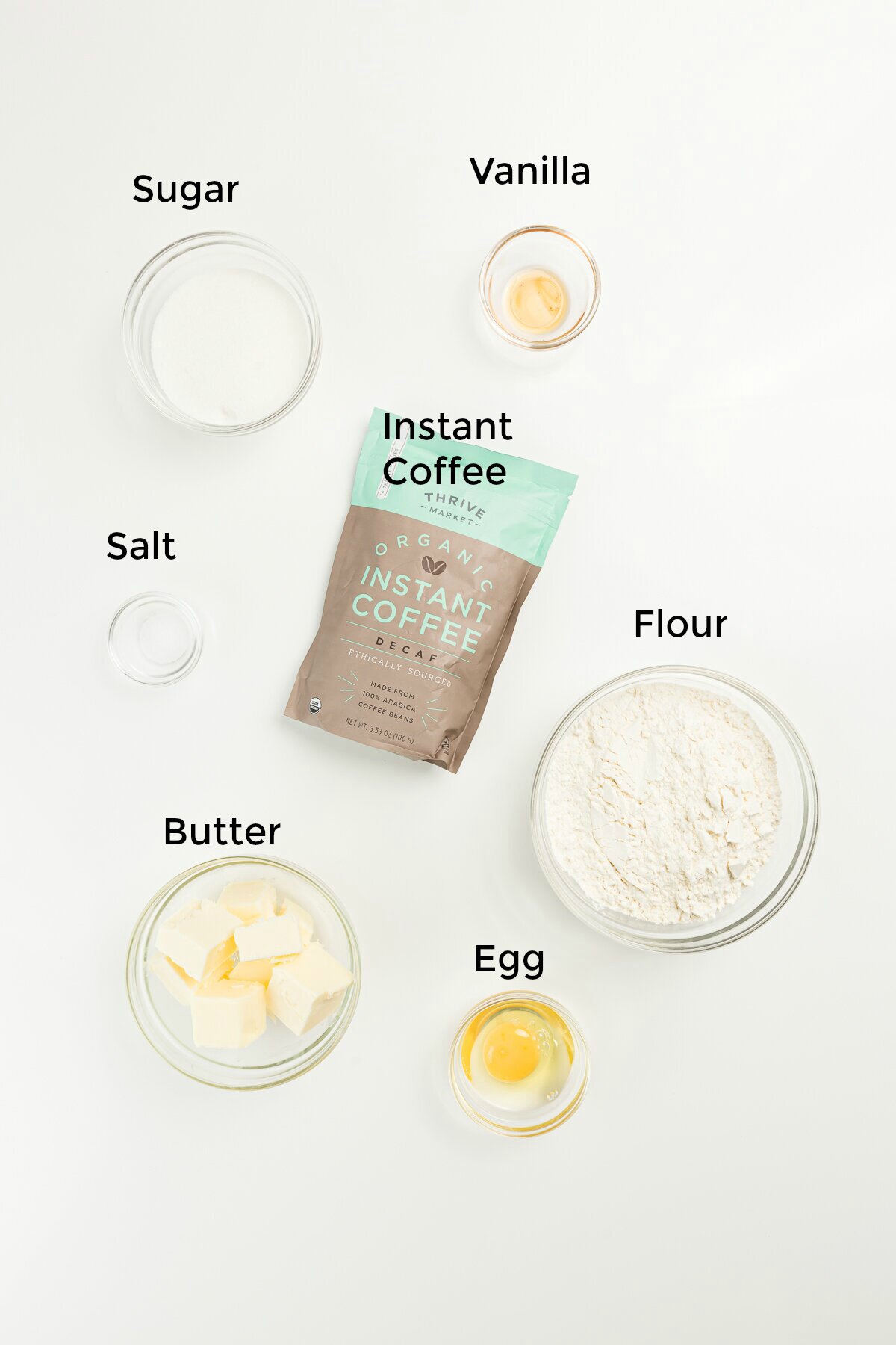 All of the ingredients in coffee cookies labeled