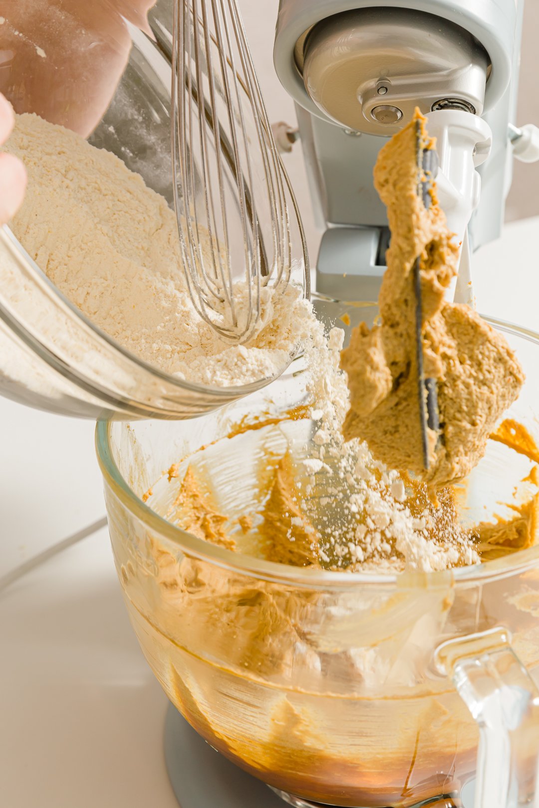 Adding dry ingredients to the batter