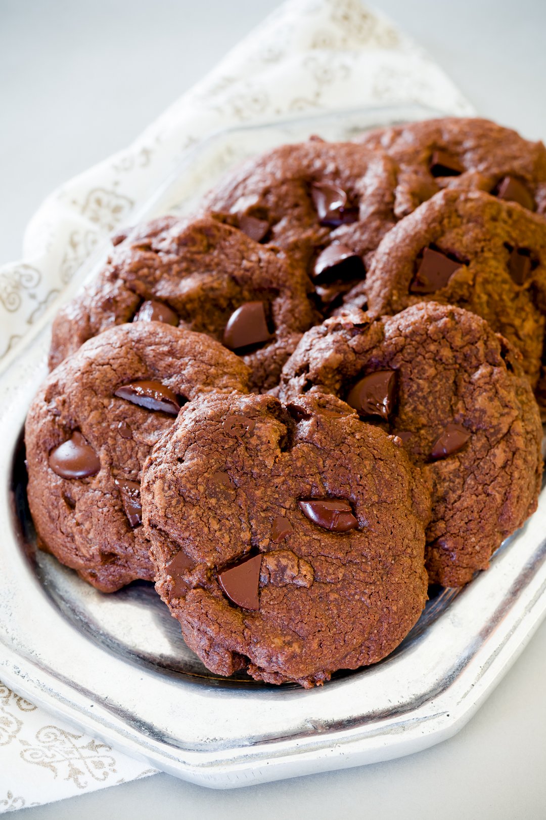 Pile of Stack of Double Chocolate Chip Cookies