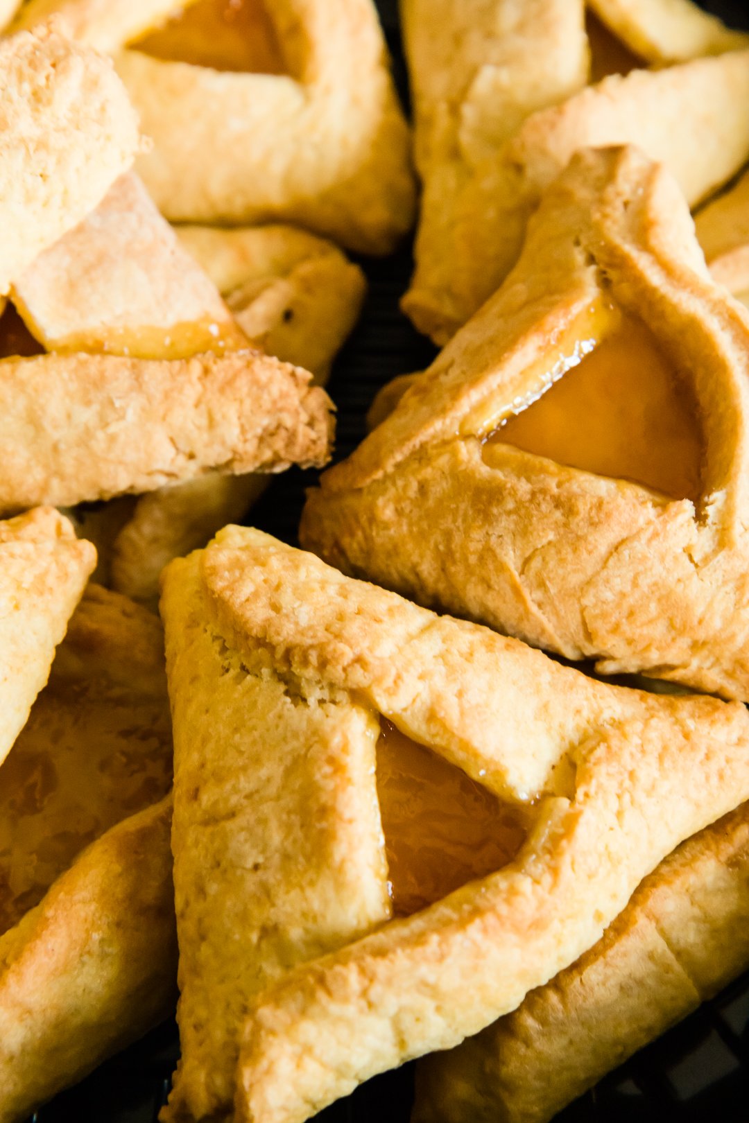 close up of a big plate of hamantaschen
