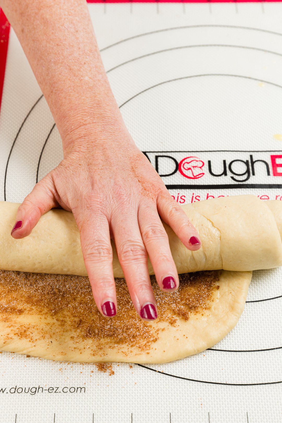 Rolling dough into a log