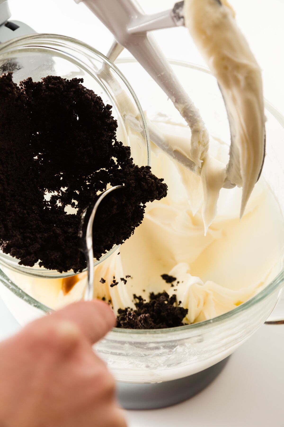 Adding Oreos to Oreo frosting