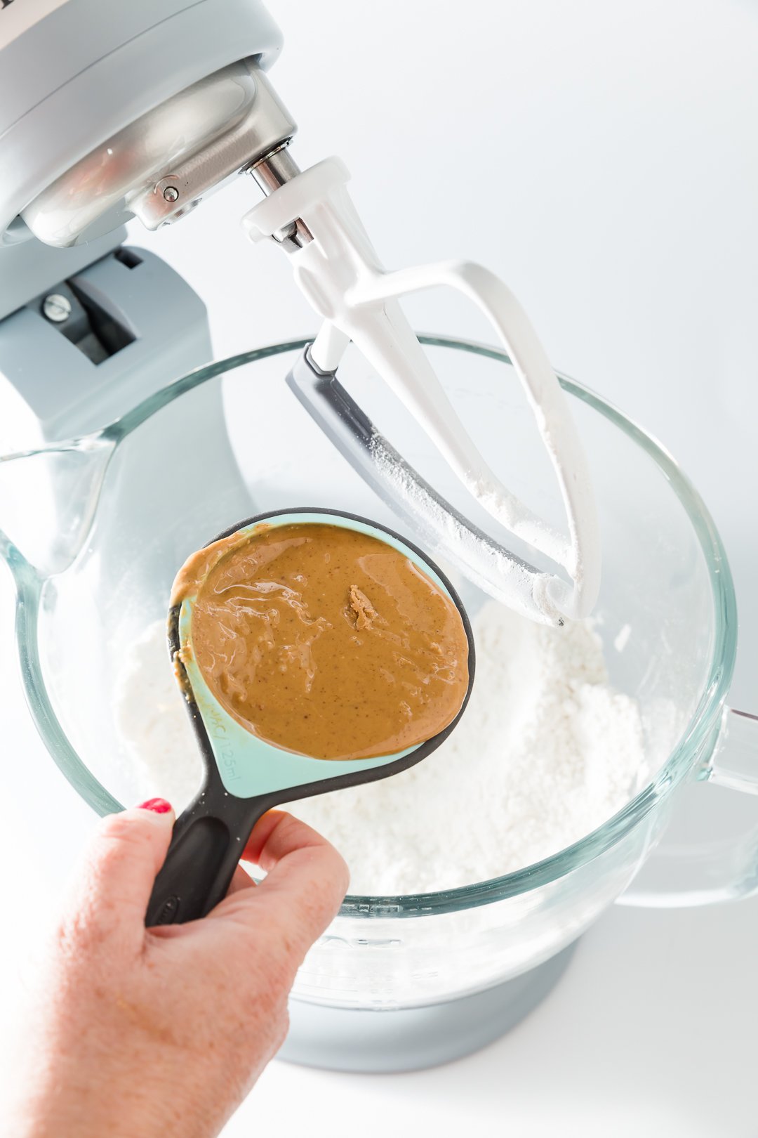 Adding peanut butter to the peanut butter cupcakes