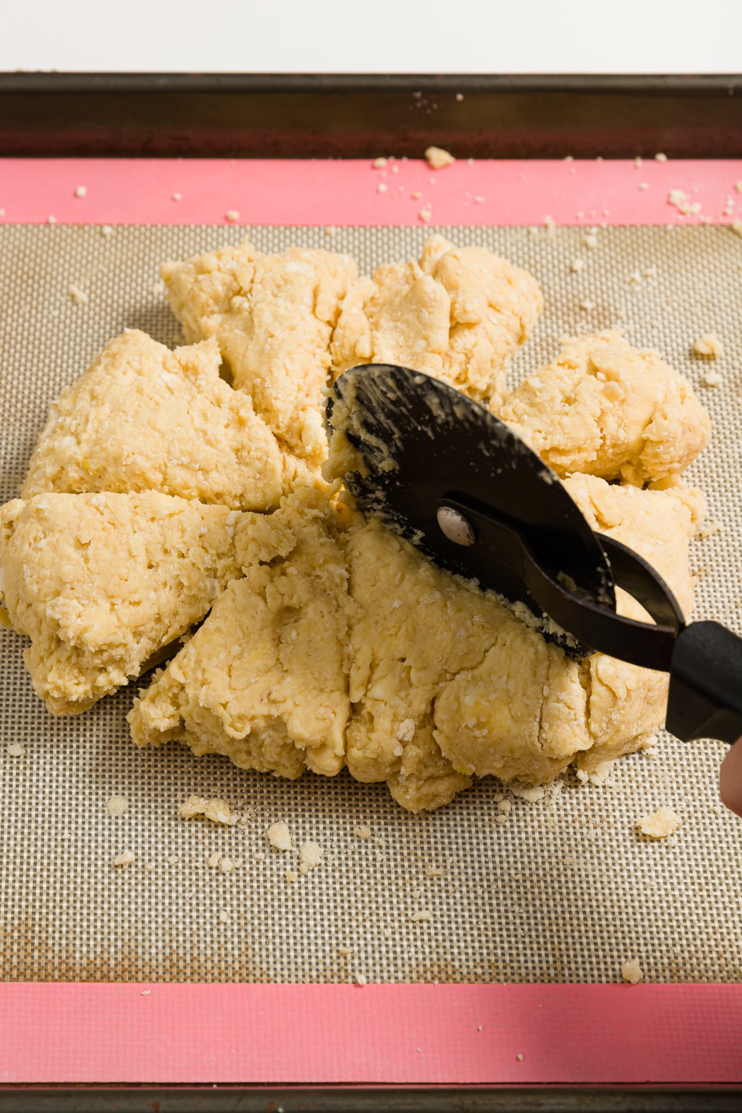 Cutting scone dough into sections