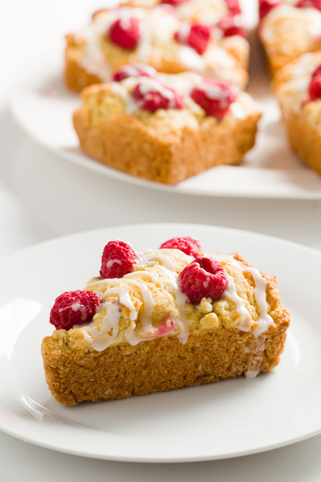 A raspberry scone on a plate