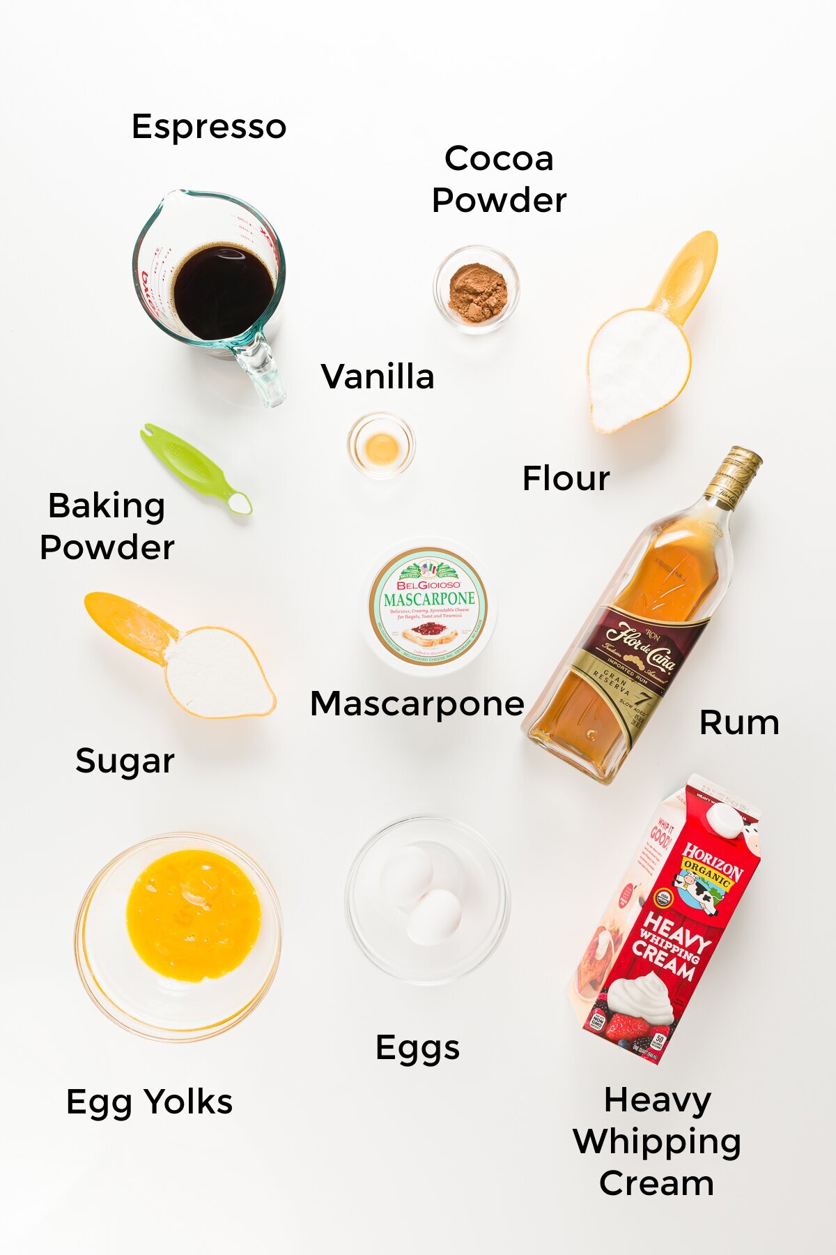 overhead shot of ingredients for tiramisu cupcakes